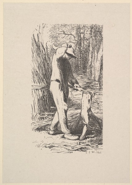 Woodcutter Making a Faggot, 1853. Creator: Jacques-Adrien Lavieille.
