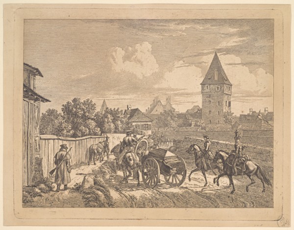 Russian Lancers Escorting the Regimental Cassonne, 1816. Creator: Johann Christian Erhard.