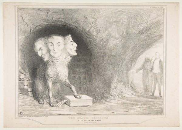 The State Cerberus, A Leaf Out of the Ænead, Freely Translated, December 11, 1834. Creator: John Doyle.