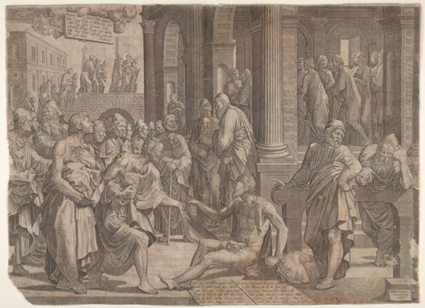 Saint John and Saint Peter Healing the Cripple, 1553. Creator: Lambert Suavius.