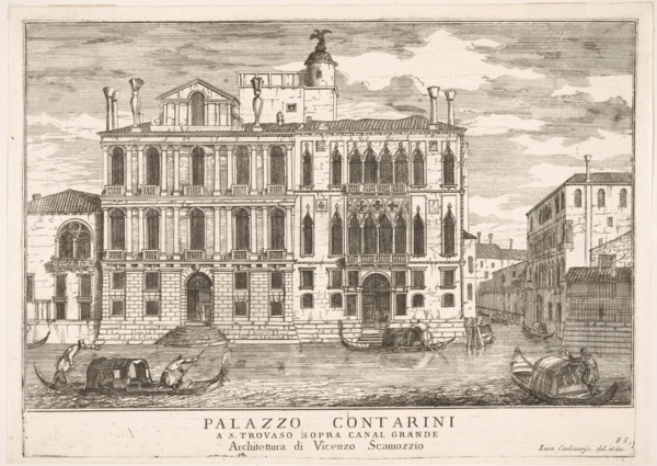 Plate 85: View of the Contarini Palace in Campo San Trovaso, Venice, 1703, from "The build..., 1703. Creator: Luca Carlevarijs.