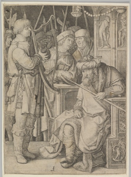 David Playing the Harp Before Saul, ca. 1508. Creator: Lucas van Leyden.