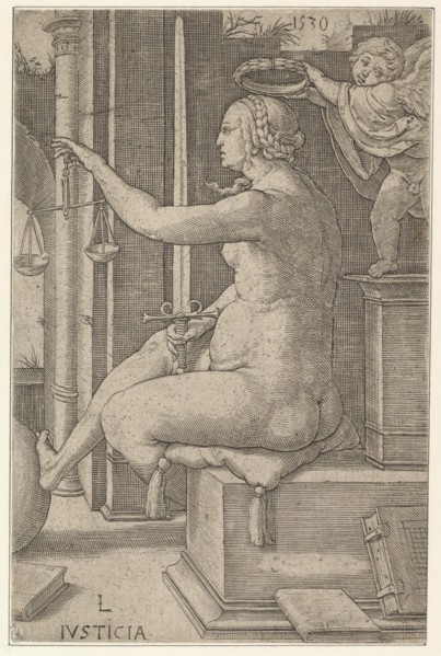 Justice, from the series The Virtues, 1530. Creator: Lucas van Leyden.