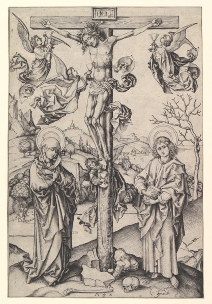 Crucifixion with Four Angels, ca. 1435-1491. Creator: Martin Schongauer.