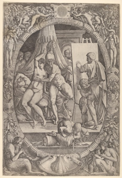 Apelles Painting Alexander and Campaspe. Creator: Master IQV.