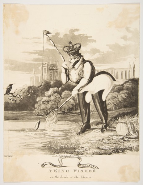 A King Fisher on the Banks of the Thames, 1827. Creator: Monogrammist JVS.