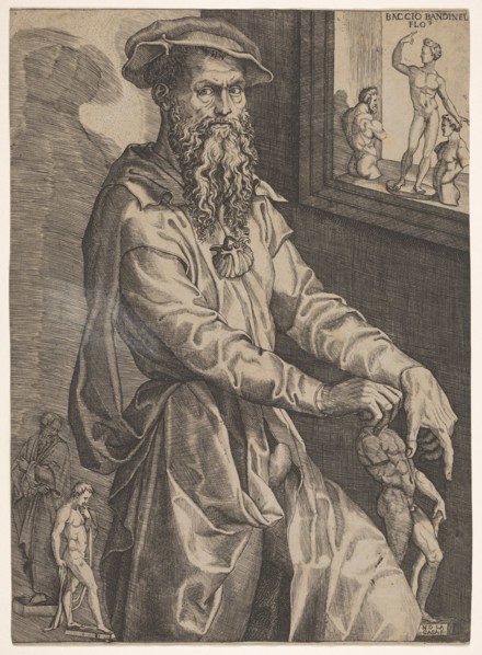 Portrait of Baccio Bandinelli, in three-quarter length next to a window pane contai..., ca. 1540-48. Creator: Niccolo della Casa.