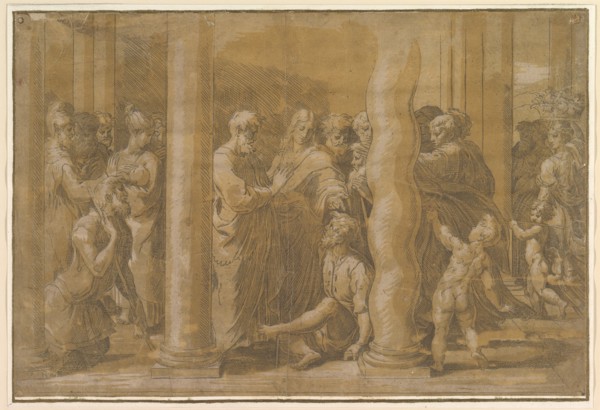 Saints Peter and John healing the Sick, early 16th century. Creator: Parmigianino.