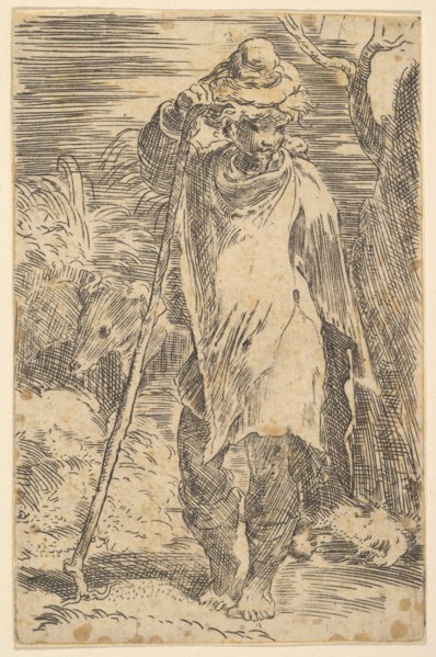 Standing Shepherd, early 16th century. Creator: Attributed to Parmigianino