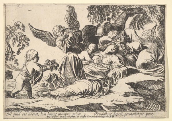 Angels Giving Fruit to the Sleeping Holy Family, 1610-42. Creator: Pierre Brebiette.
