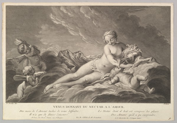 Venus Giving Nectar to Cupid, 18th century. Creator: Pierre François Basan.