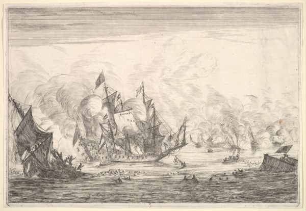 Naval Battle with an English Ship Foundering on the Left, from Naval Battles