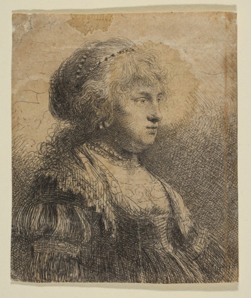 Saskia with Pearls in Her Hair, 1634. Creator: Rembrandt Harmensz van Rijn.