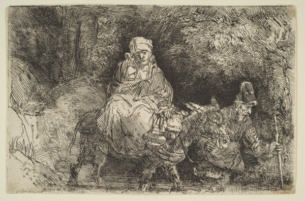 The Flight into Egypt: Crossing a Brook, 1654. Creator: Rembrandt Harmensz van Rijn.