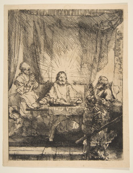 Christ at Emmaus: The Larger Plate, 1654. Creator: Rembrandt Harmensz van Rijn.