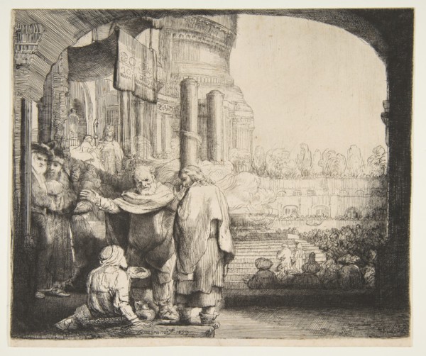 Peter and John Healing the Cripple at the Gate of the Temple, 1659. Creator: Rembrandt Harmensz van Rijn.