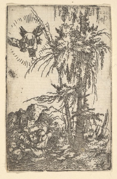 Joachim Receiving the Promise of the Birth of the Virgin, 1520. Creator: Sebald Beham.
