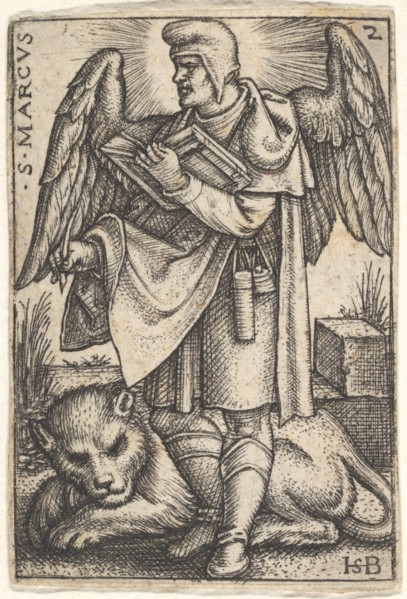 Plate 2: Saint Mark, his head turned in profile to the left, with an open book in his righ..., 1541. Creator: Sebald Beham.