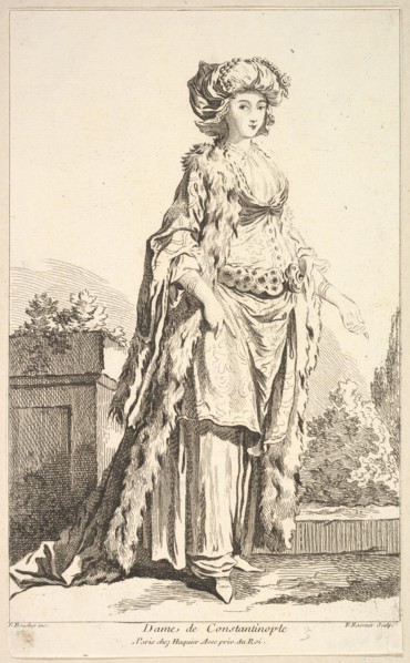 Dame de Constantinople, from Recueil de diverses fig.res étrangeres Inventées par ..., 18th century. Creator: Simon François Ravenet.