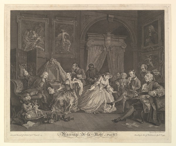 Marriage A-la-Mode, Plate IV, April 1, 1745. Creator: Simon François Ravenet.