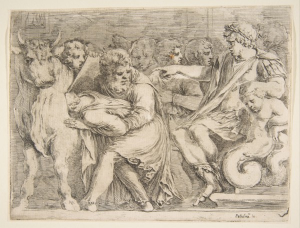 Phalaris Having Perillus Thrown into the Bronze Bull, 17th century. Creator: Stefano della Bella.