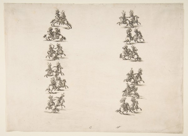 Twenty-four Cavaliers Fighting in Two Columns, 1652. Creator: Stefano della Bella.