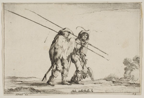 Plate 13: Two pikemen walking towards the right, each with their pikes in their right hand..., 1642. Creator: Claude Goyrand.