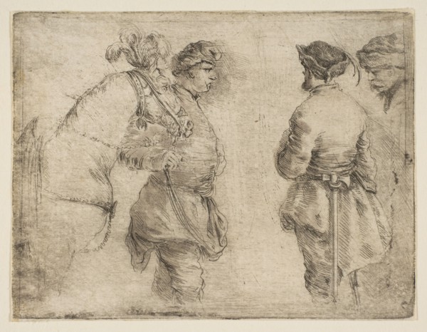 A Pole Leading a Horse by the Bridle and Speaking with Two Other Men, ca. 1662. Creator: Stefano della Bella.