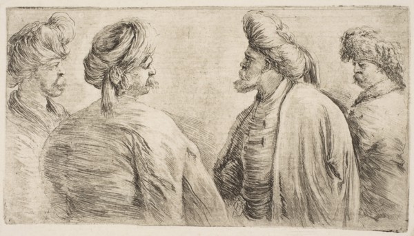 Four Turks, Half Length, ca. 1662. Creator: Stefano della Bella.