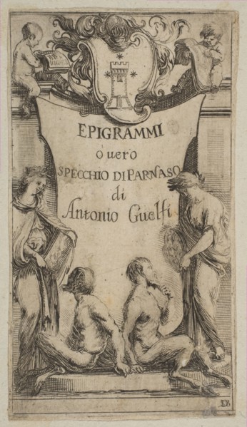 Frontispiece for Epigrammi de Guelfi, ca. 1636. Creator: Stefano della Bella.