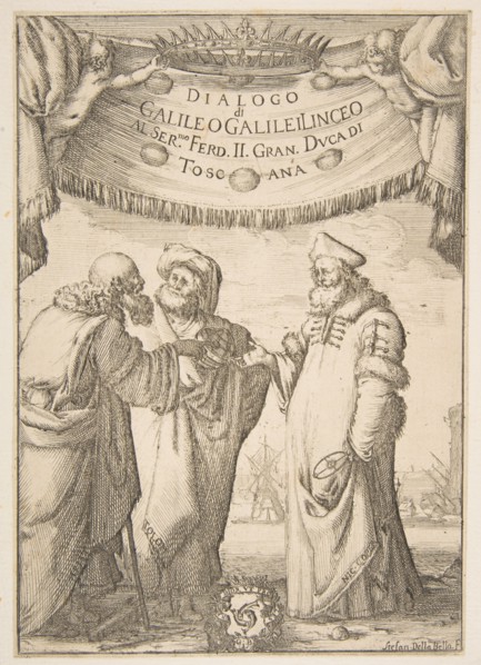 Frontispiece for Dialogo di Galileo Galilei, 1632. Creator: Stefano della Bella.