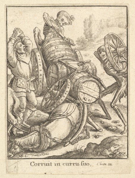 Waggoner, from the Dance of Death, 1651. Creator: Wenceslaus Hollar.
