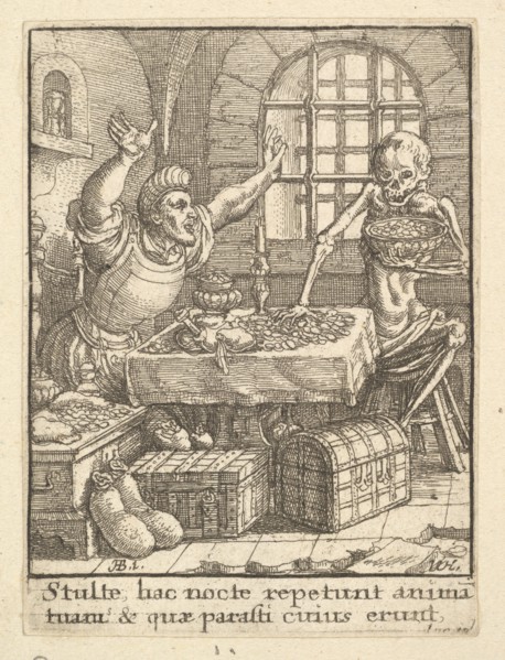 The Miser, from the Dance of Death, 1651. Creator: Wenceslaus Hollar.