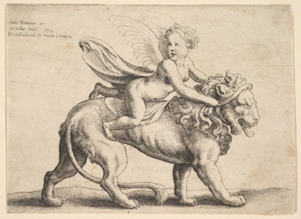 Cupid on a lion, 1652. Creator: Wenceslaus Hollar.
