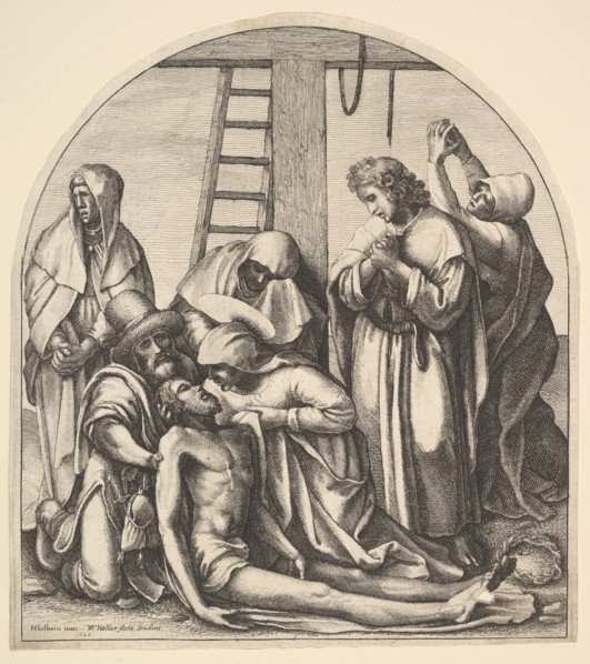Descent from the cross, after Holbein, 1640. Creator: Wenceslaus Hollar.