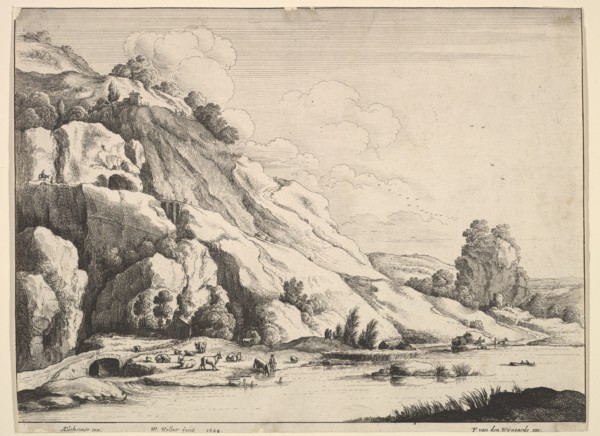 The stone bridge, 1649. Creator: Wenceslaus Hollar.