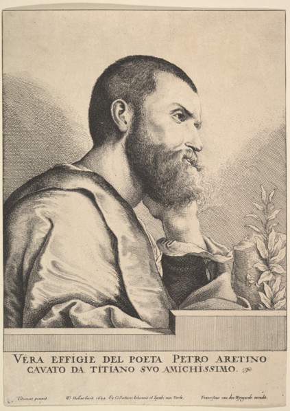 Pietro Aretino, 1649. Creator: Wenceslaus Hollar.