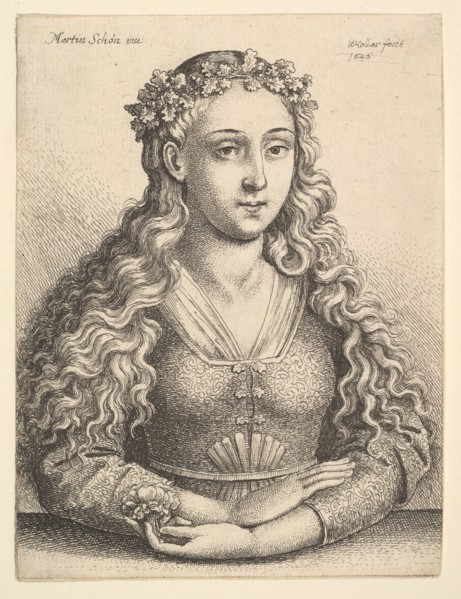 Woman with a Wreath of Oak Leaves, 1646. Creator: Wenceslaus Hollar.