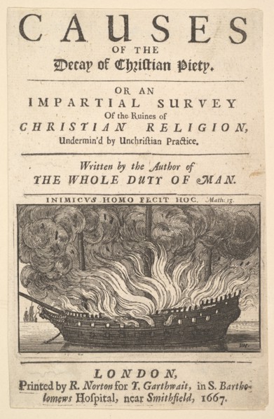 Title page: The Causes of the Decay of Christian Piety, 1667. Creator: Wenceslaus Hollar.