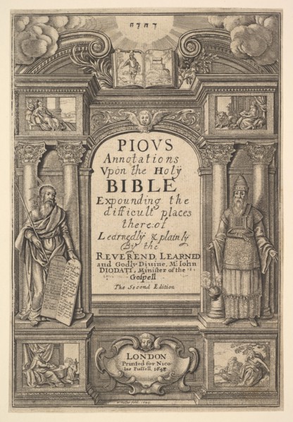 Diodati. Pious Annotations, 1648. Creator: Wenceslaus Hollar.