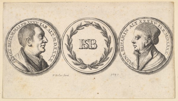 Medallions with portraits of Sebald Beham and Anna Beham, 1647. Creator: Wenceslaus Hollar.