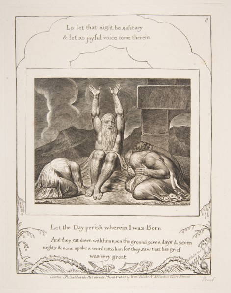 Job's Despair, from Illustrations of the Book of Job, 1825-26. Creator: William Blake.