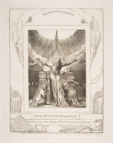Job's Sacrifice, from Illustrations of the Book of Job, 1825-26. Creator: William Blake.