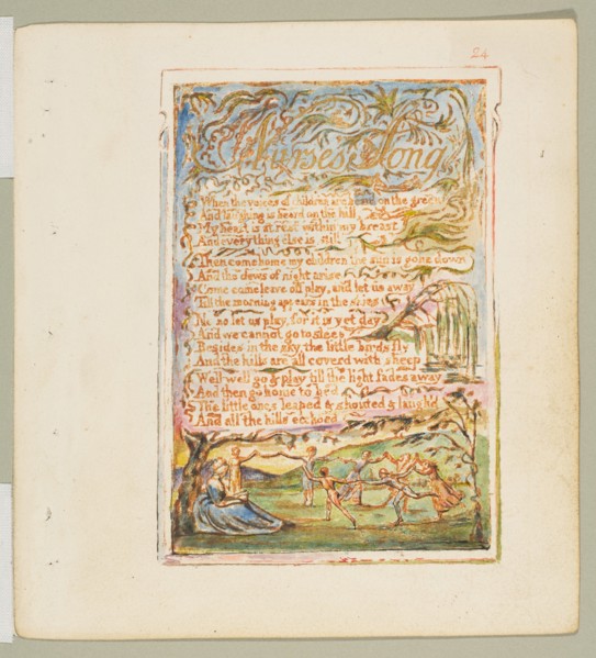 Songs of Innocence and of Experience: Nurse's Song, ca. 1825. Creator: William Blake.