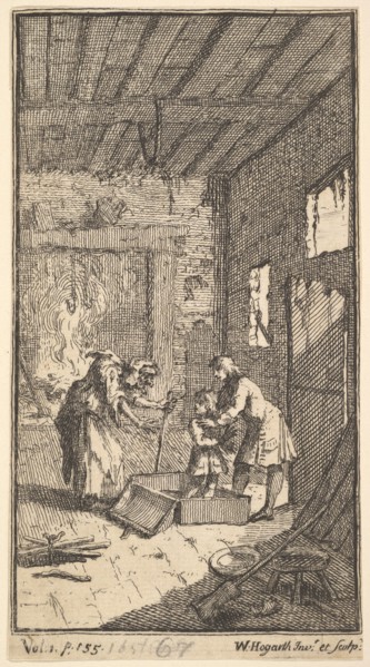 The New Metamorphosis, Plate 4: Invidiosa Releases Fantasio, 1724. Creator: William Hogarth.
