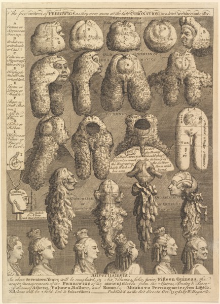 The Five Orders of Periwigs, 1761. Creator: William Hogarth.