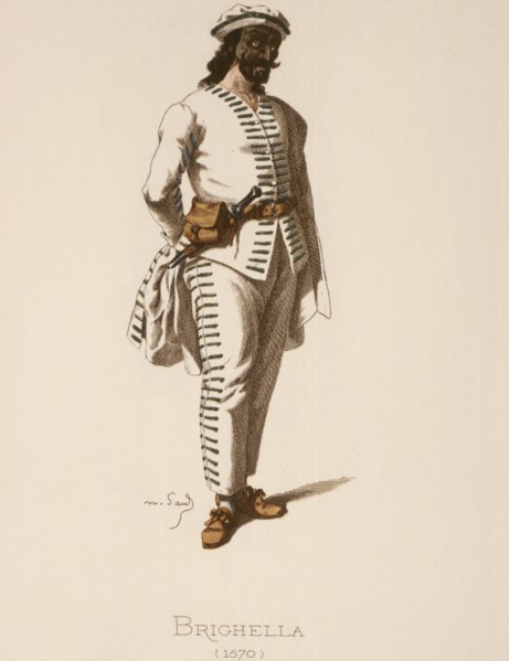Commedia dell´arte. The servant Brighella, costume image of Maurice Sand, 1862. Creator: Unknown.