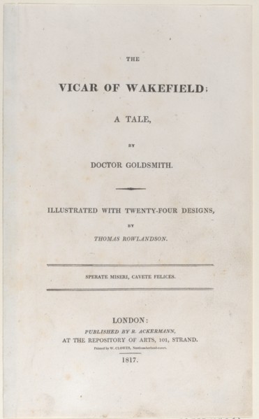 Title page, from "The Vicar of Wakefield", 1817.
