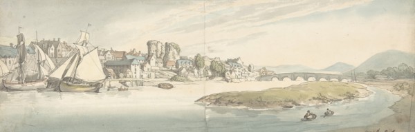 View of town on a river (Carwitham Castle)