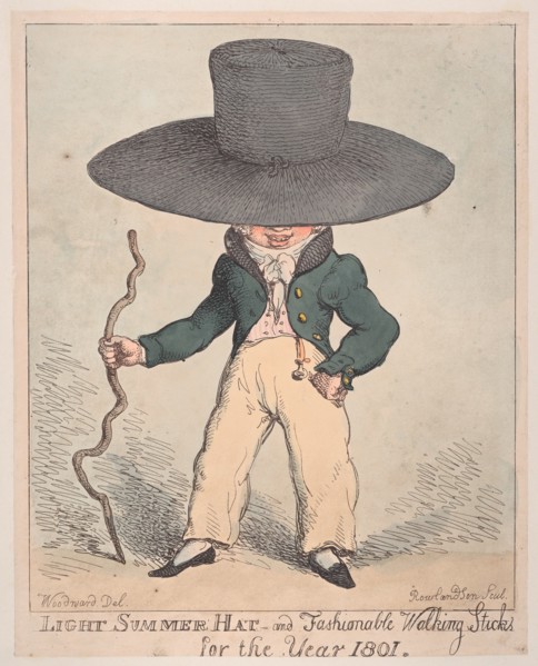 Light Summer Hat and Fashionable Walking Sticks for the Year 1801